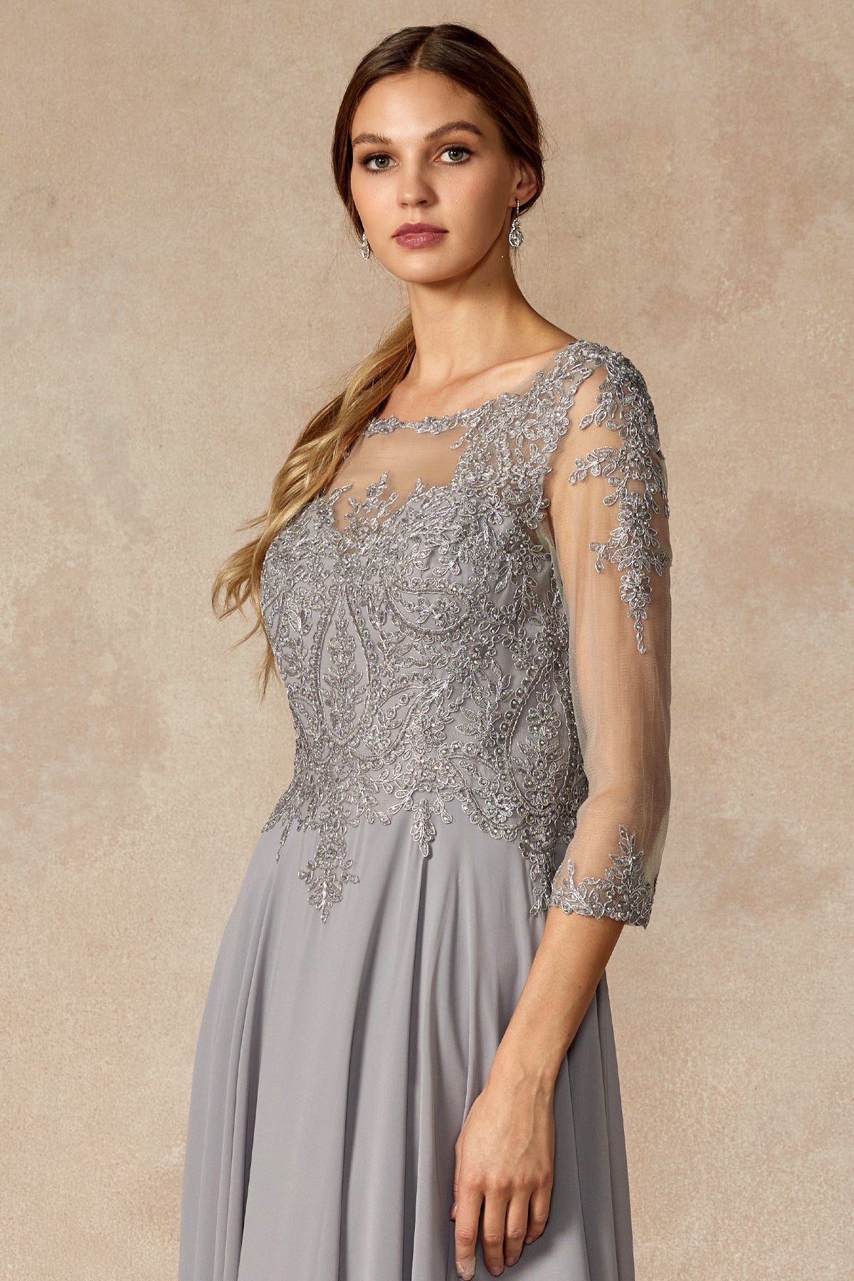 Juliet M12 Long Formal Mother of the Bride Lace Dress