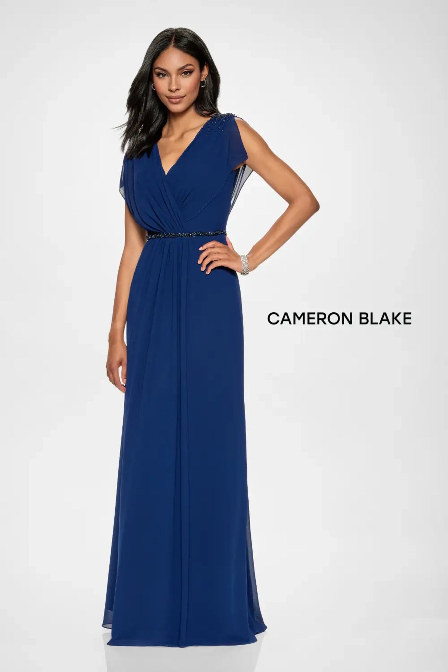 Cameron Blake CB203 Beaded A Line Long Formal Evening Dress