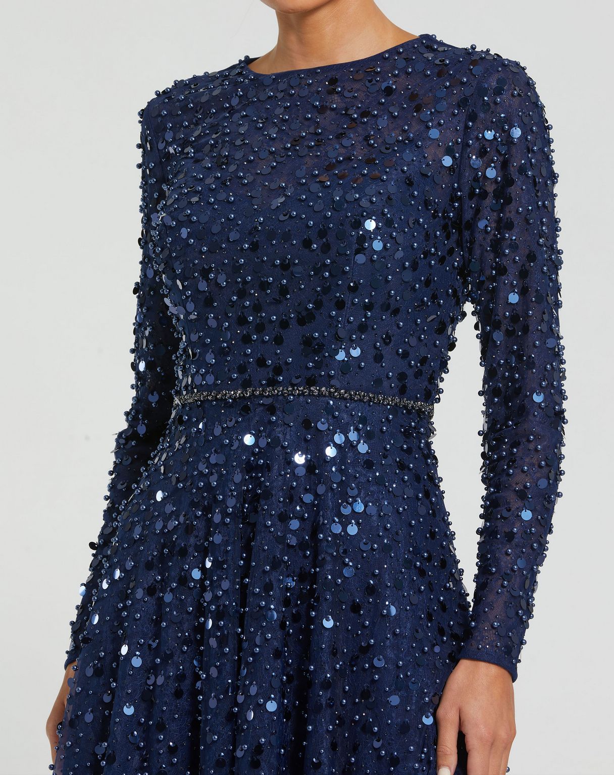 Long Sleeve Formal Beaded Fringe Evening Gown Beaded Fringe Evening Mac Duggal 11782