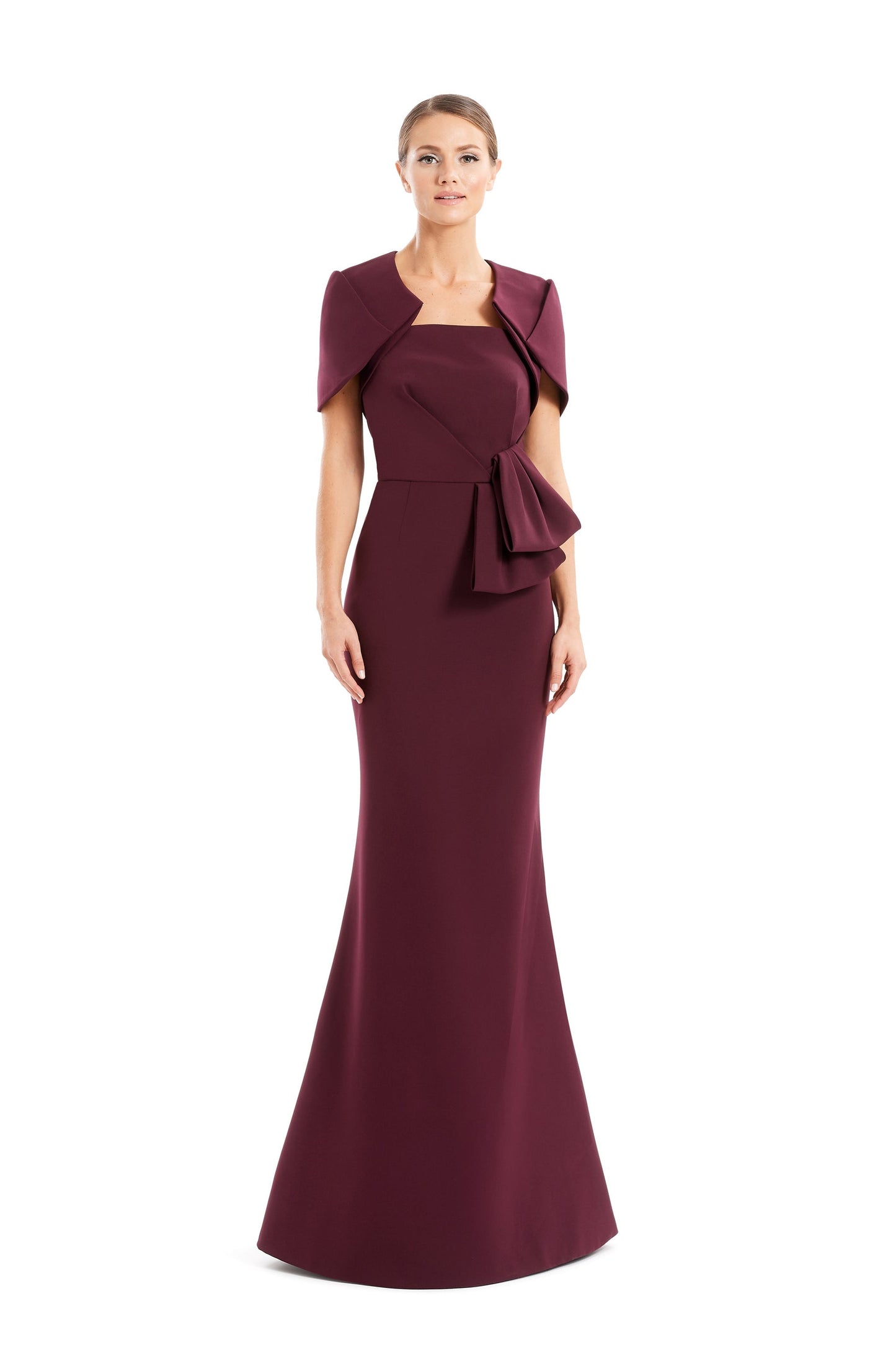 Alexander By Daymor 1656F22 Pleated Long Formal Evening Bolero Dress