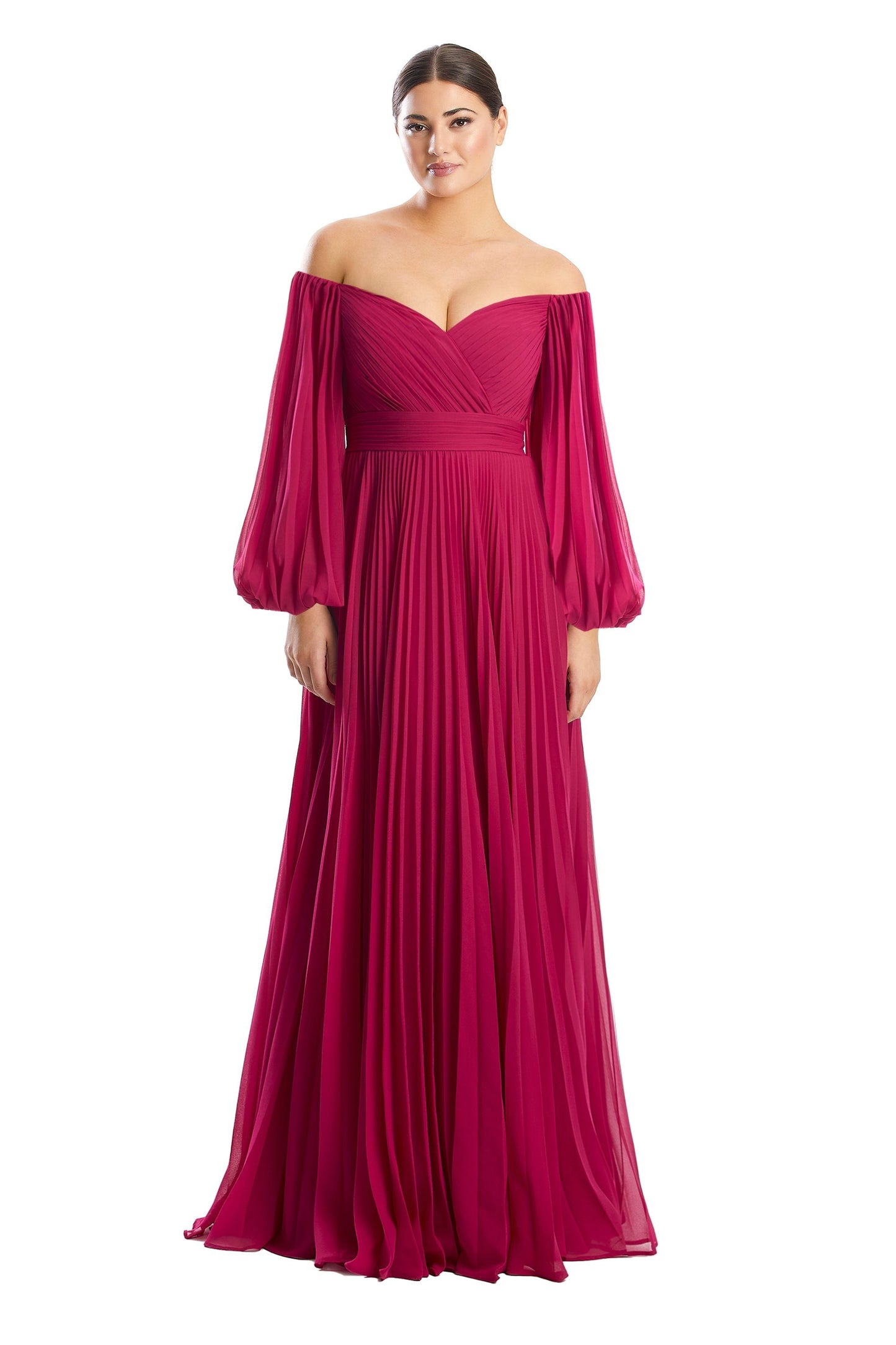 Alexander by Daymor 1792S23 Pleated Long Formal A Line Evening Dress