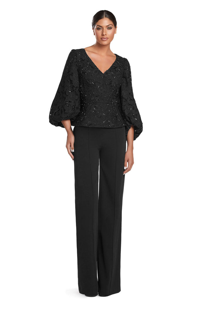 Alexander by Daymor 2042-45F24 Long Formal Lace Peplum Jumpsuit