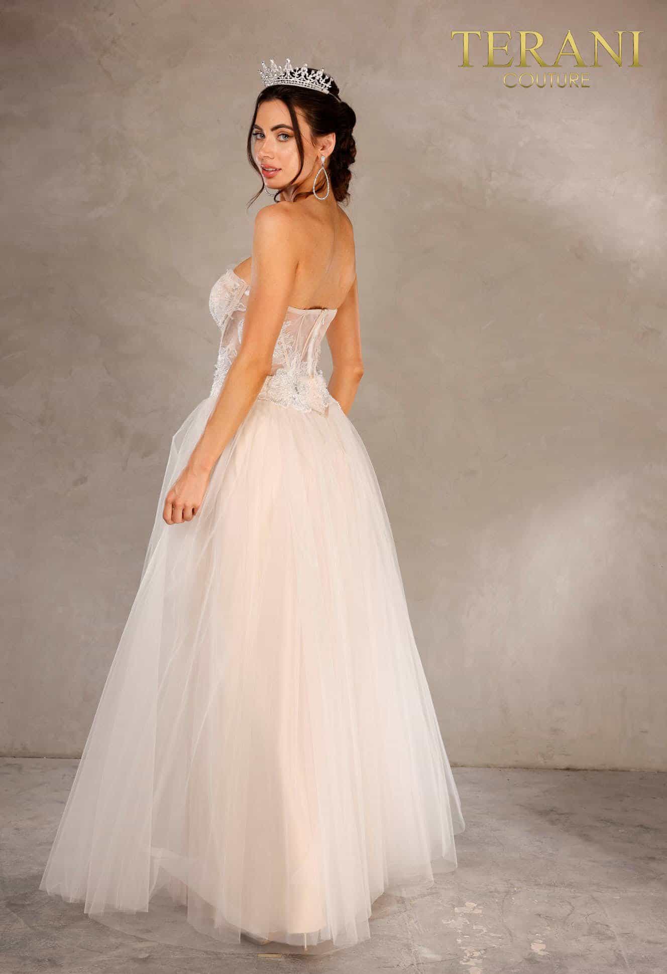 Terani Couture 2215P0005 Strapless Long Prom Dress