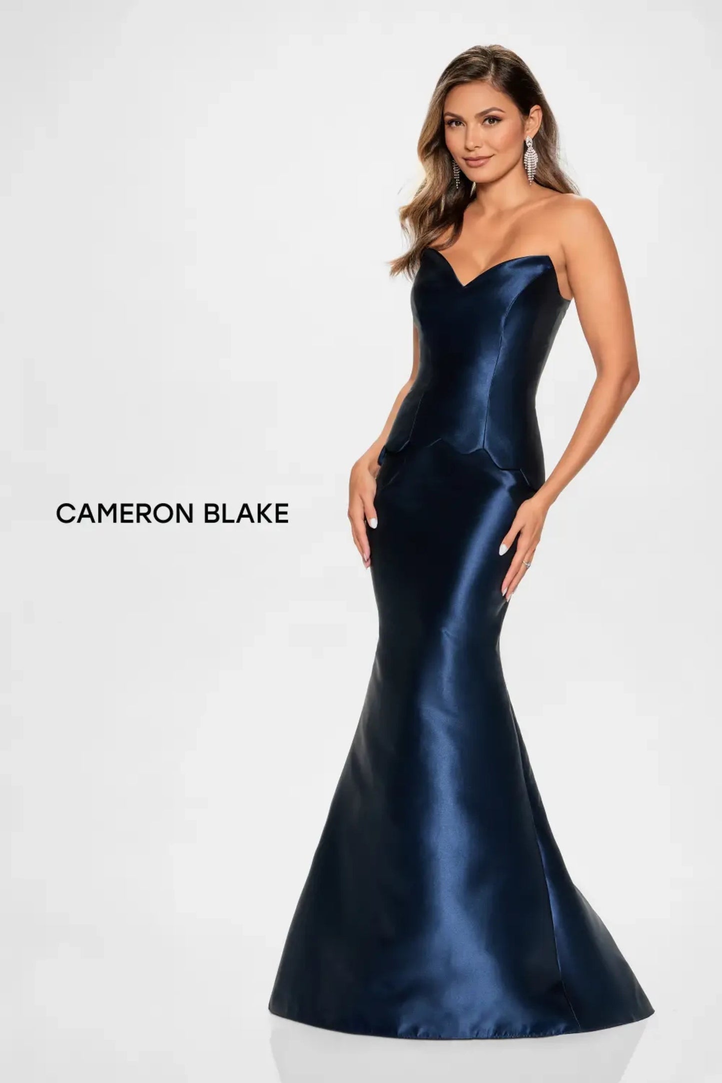 Cameron Blake CB206 Long Mermaid Formal Peplum Evening Dress