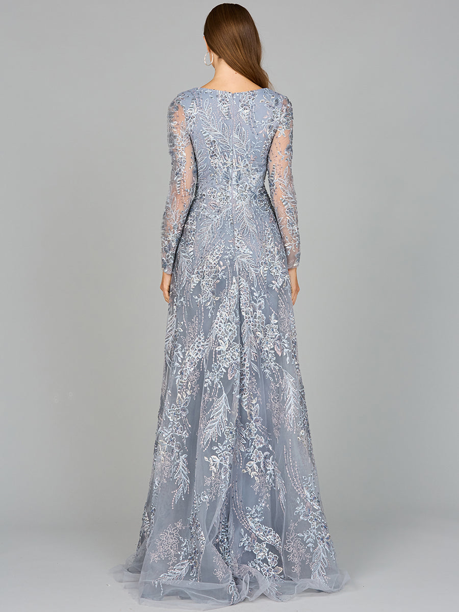 Lara Dresses 29046 Long Sleeve Formal Lace Overskirt Evening Dress