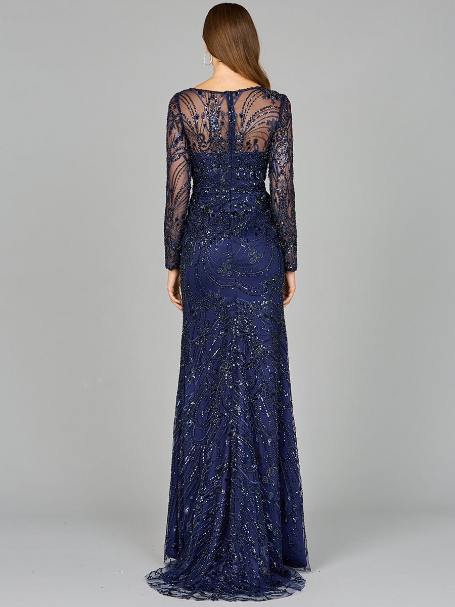 Lara Dresses 29050 Long Sleeve Formal Beaded Lace Evening Dress