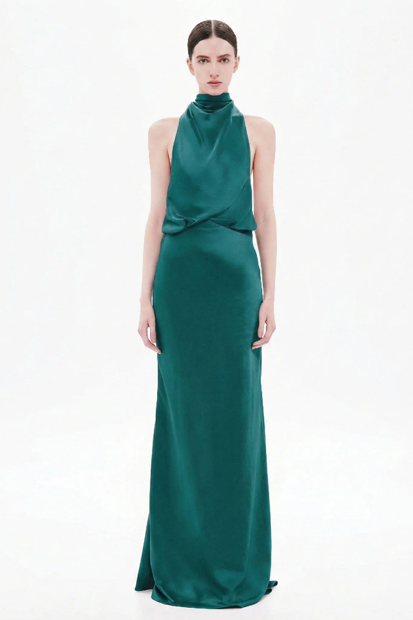 Misha Cameron Satin Dress - Teal Blue
