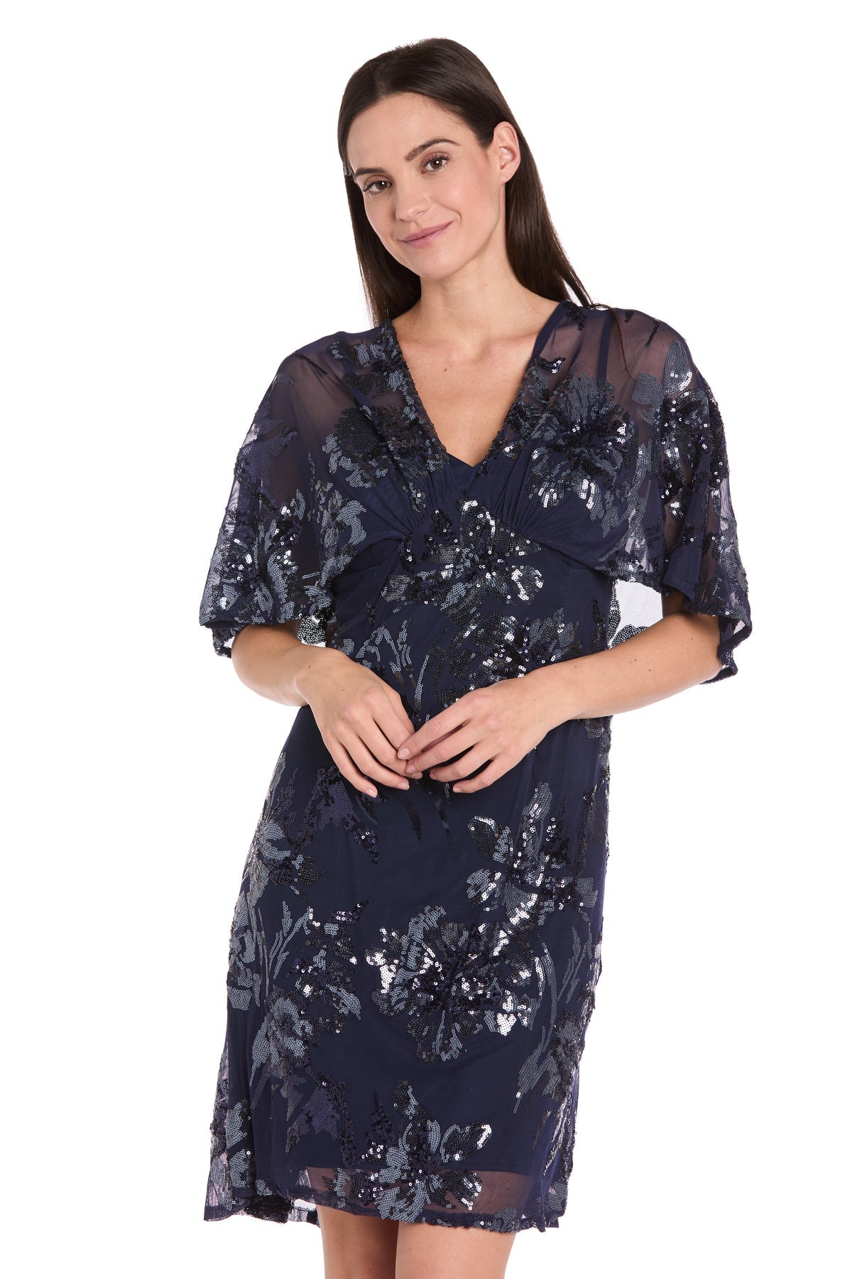 Sequin Floral Dress Short Cocktail R&M Richards 3398