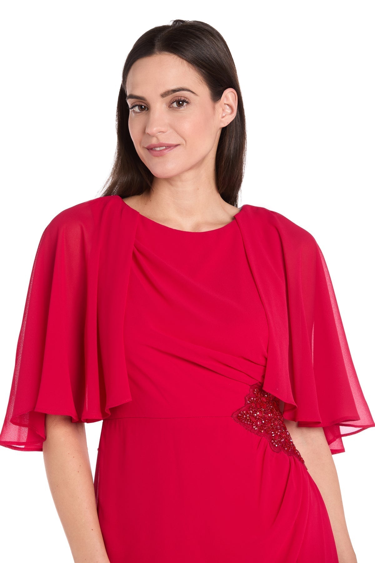 Short Beaded Cape Dress Cocktail R&M Richards 3474