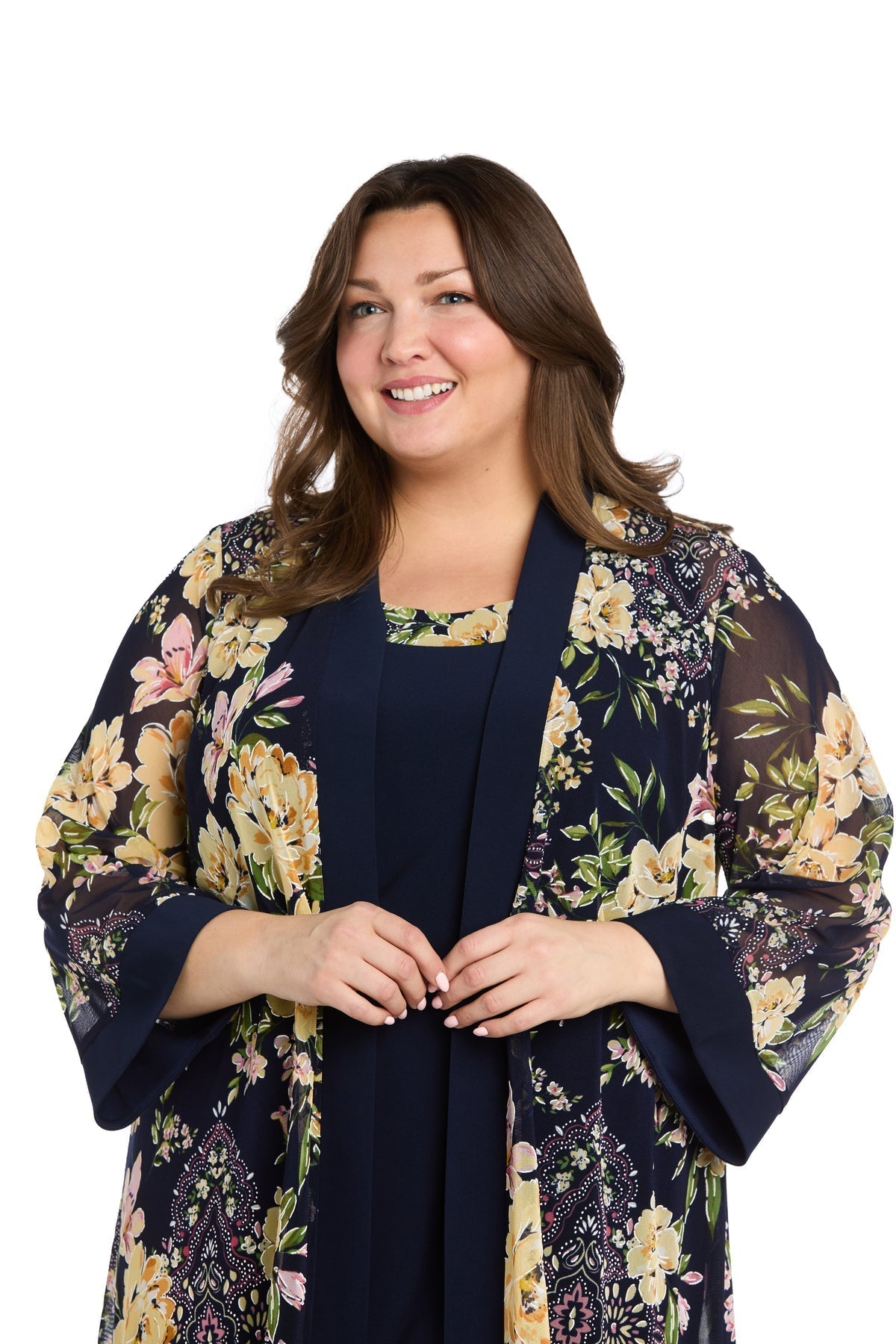 Floral Plus Size Jacket Dress Two Piece Short R&M Richards 3482W