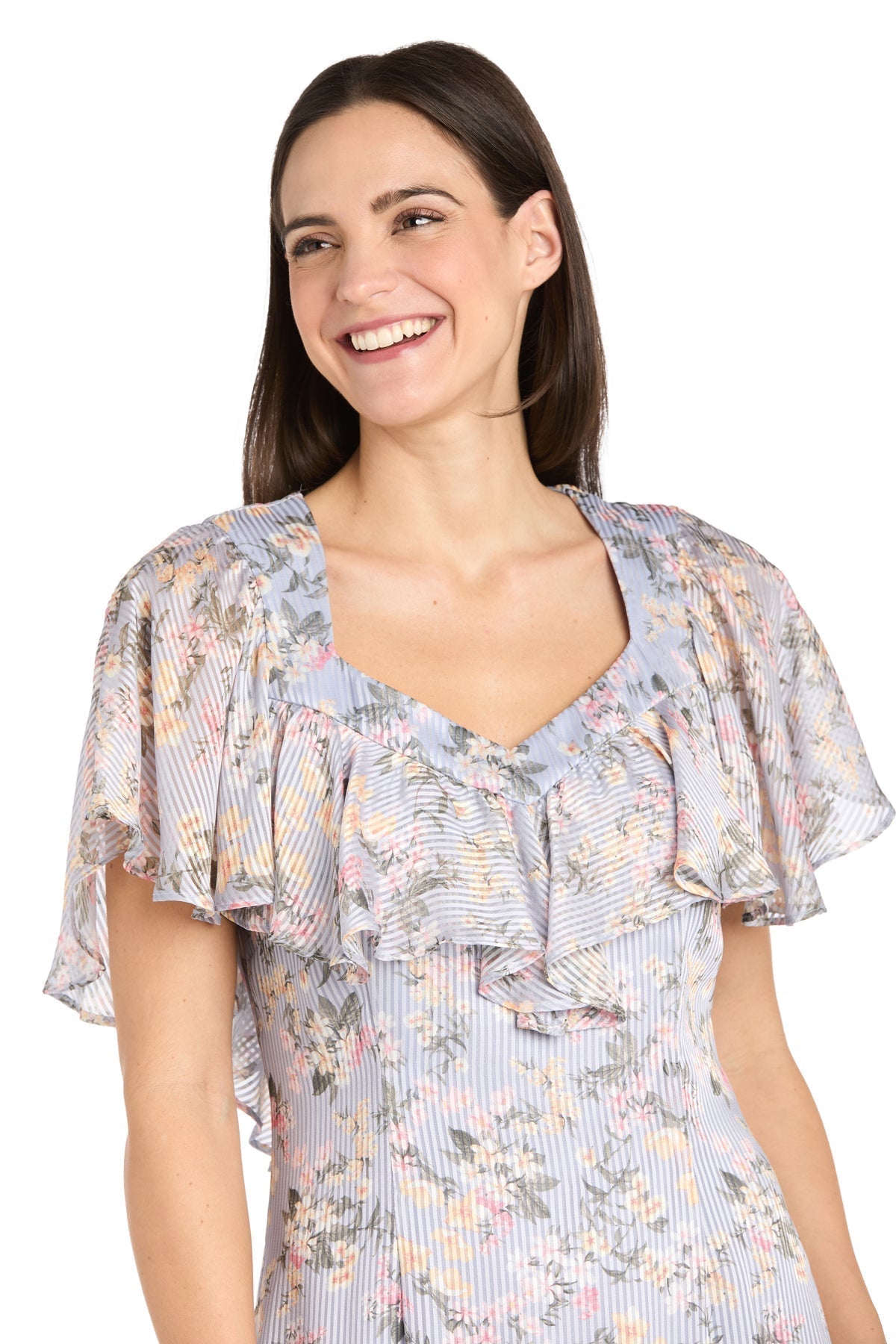 Short Floral Ruffle Dress Cocktail Midi R&M Richards 4063