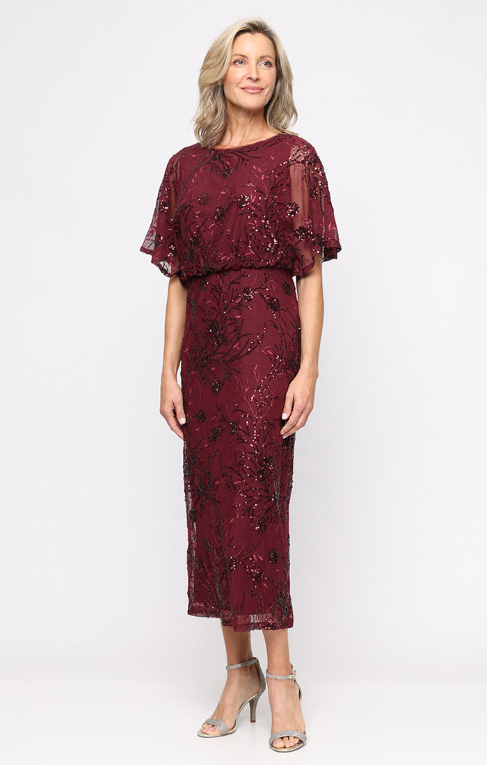 SL Fashions 9196478 Formal Mother of the Bride Tea Length Dress