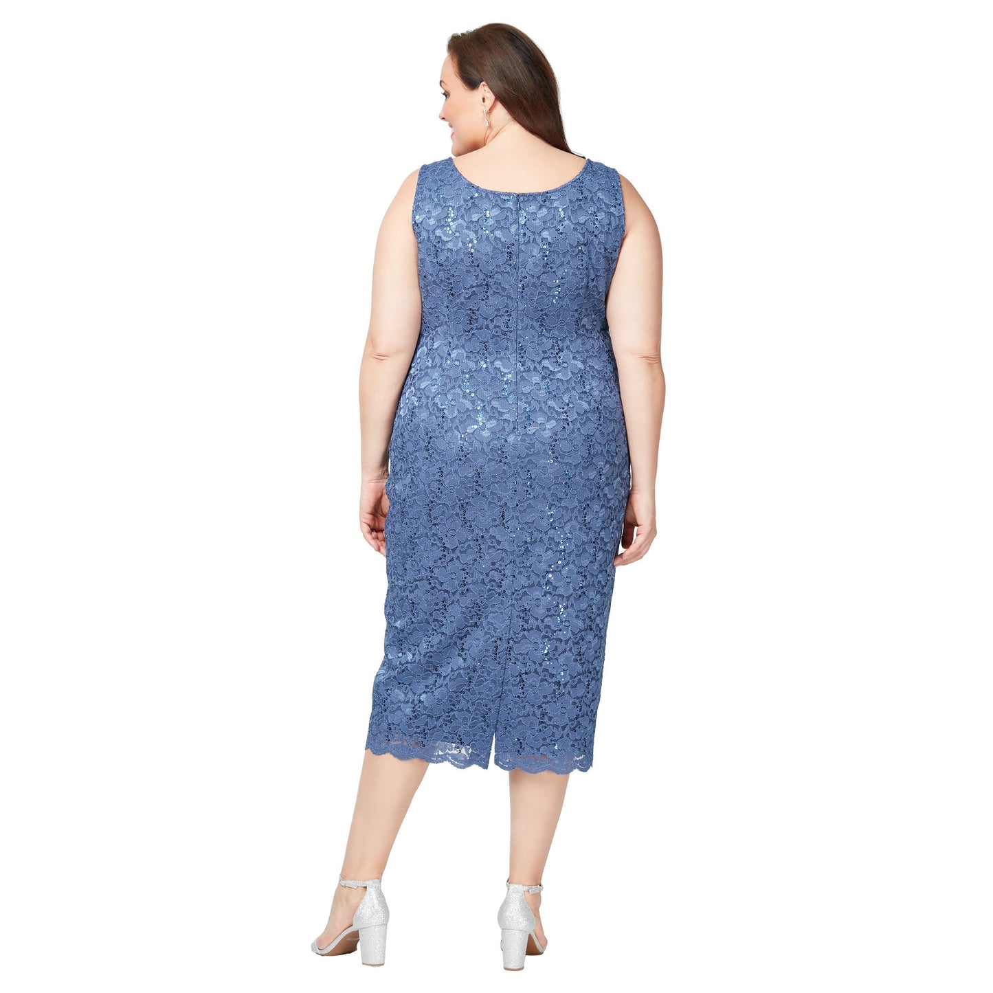 SL Fashions 9413104 Two Piece Plus Size Lace Tea Length Jacket Dress