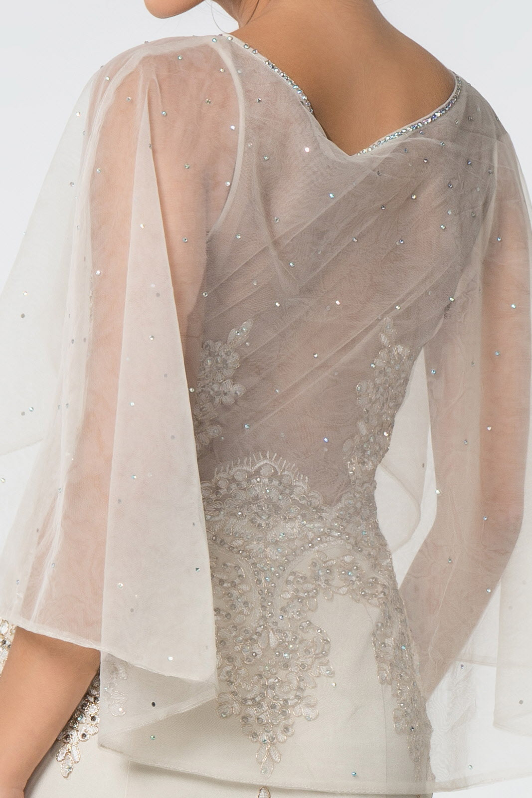Long Formal Dress Evening Gown Cape Sleeves