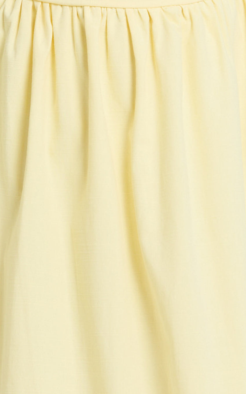 Polly Midi Dress - Strapless Ruched Dress in Lemon