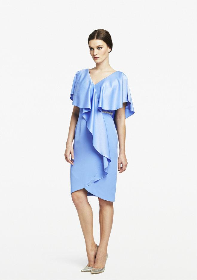 Alexander by Daymor 609 Short Ruffle Beaded Cocktail Dress