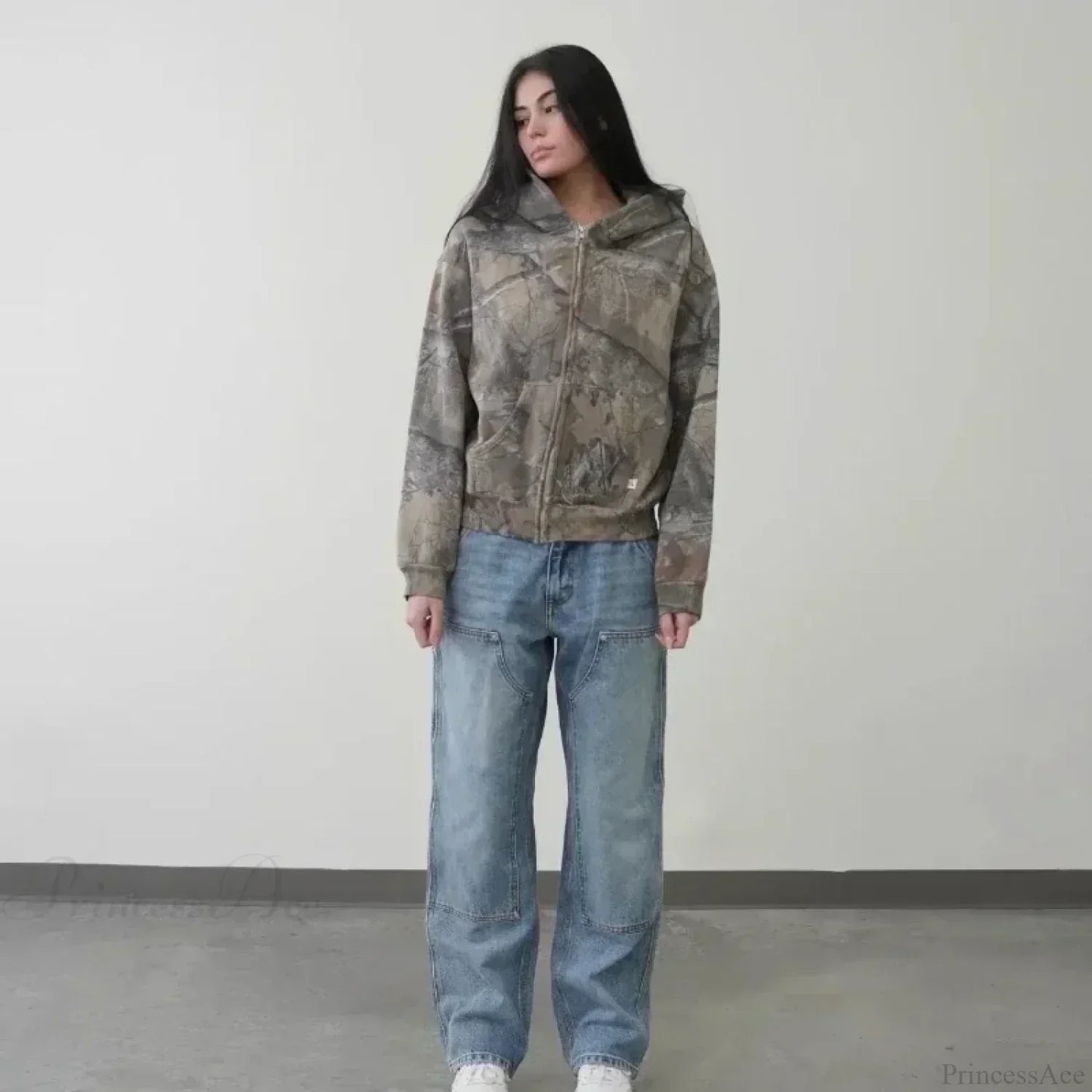 Camo Zipper Streetwear Hoodie