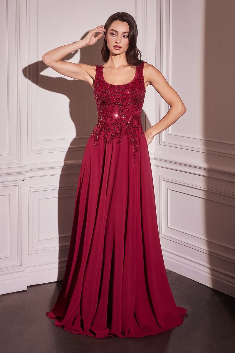 Long A Line Formal Removable Cape Dress by LaDivine S503