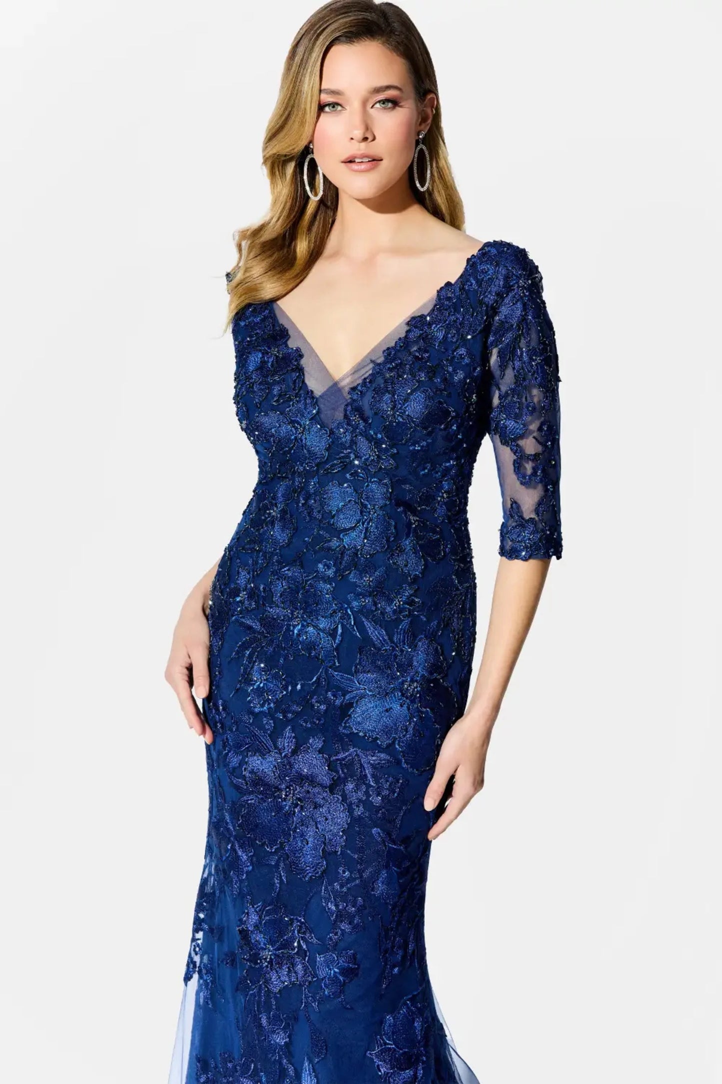 Ivonne D ID901 Mermaid Long Formal Floral Laced Evening Dress