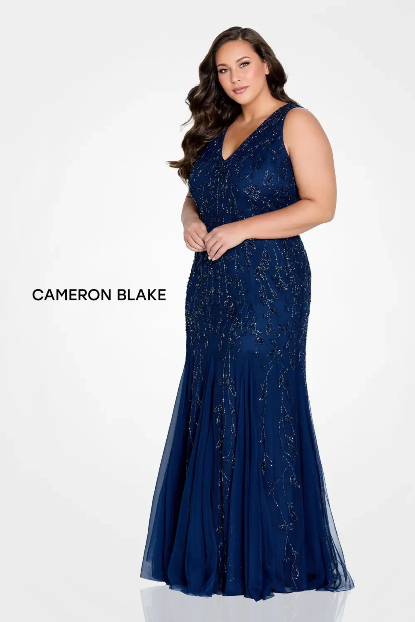 Cameron Blake 221684 Beaded Long Formal Evening A Line Dress