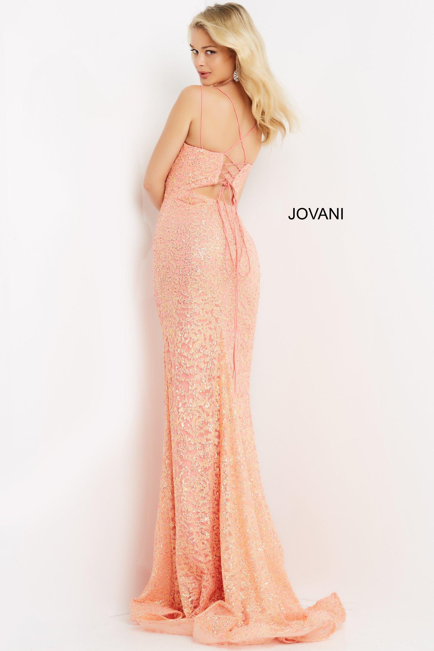 Jovani 08489 Spaghetti Strap Long Formal Prom Dress
