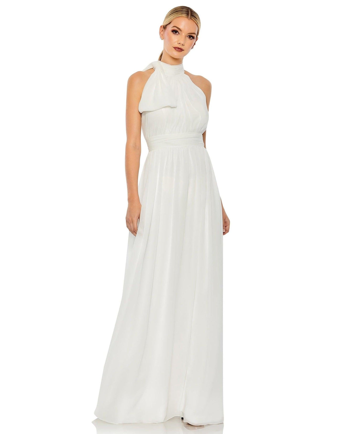 Long Halter Chiffon Prom Dress Halter Neckline Mac Duggal 55035