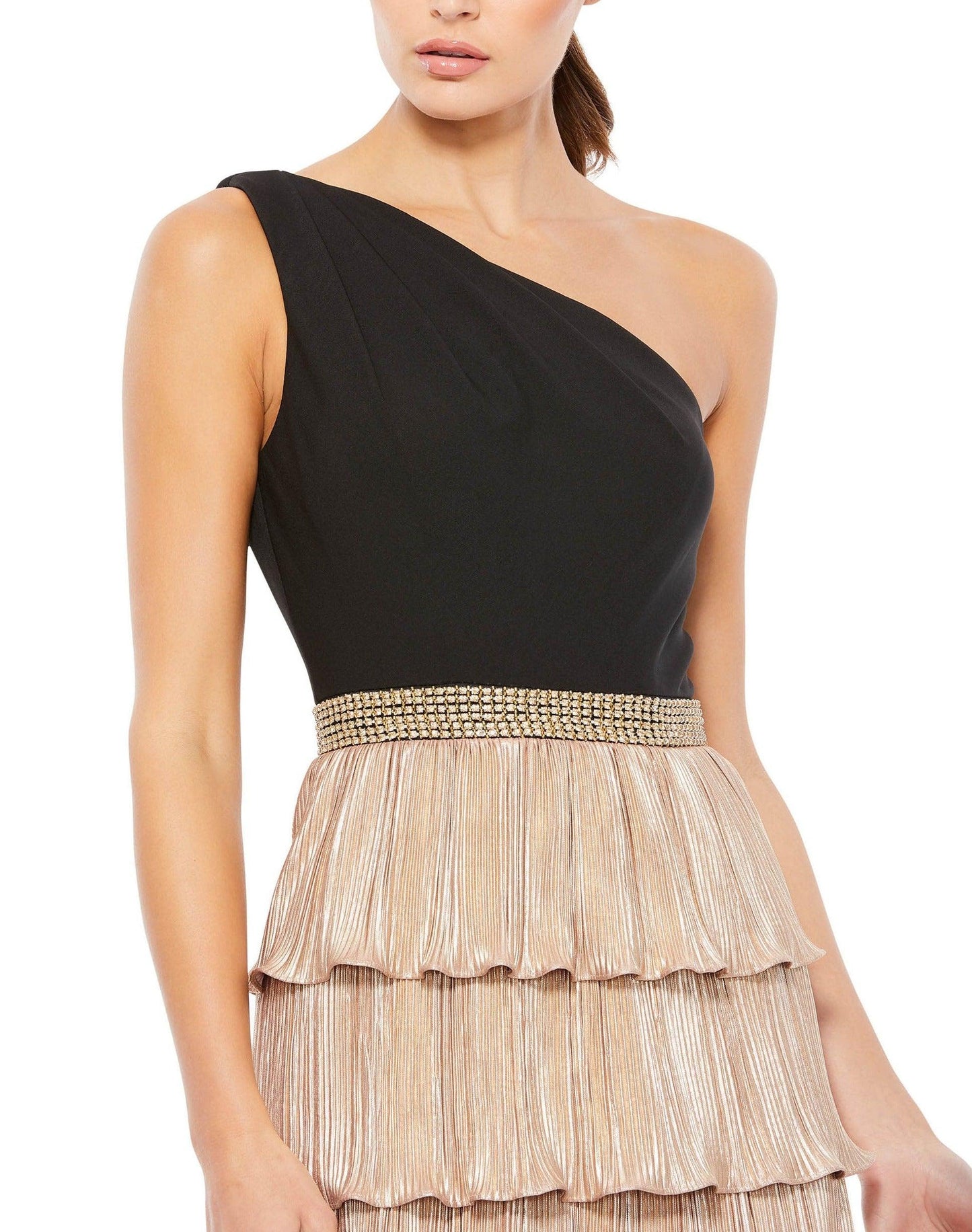 Long One Shoulder Formal Prom Gown One Shoulder Detail Mac Duggal 26541