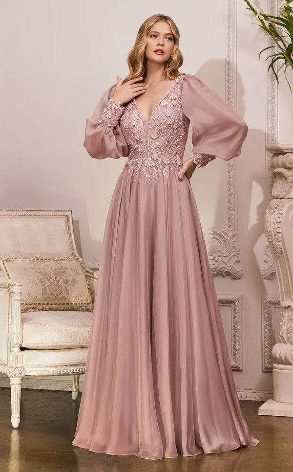 Full Sleeve Long Formal Mother of the Bride Dress by LaDivine CD0183