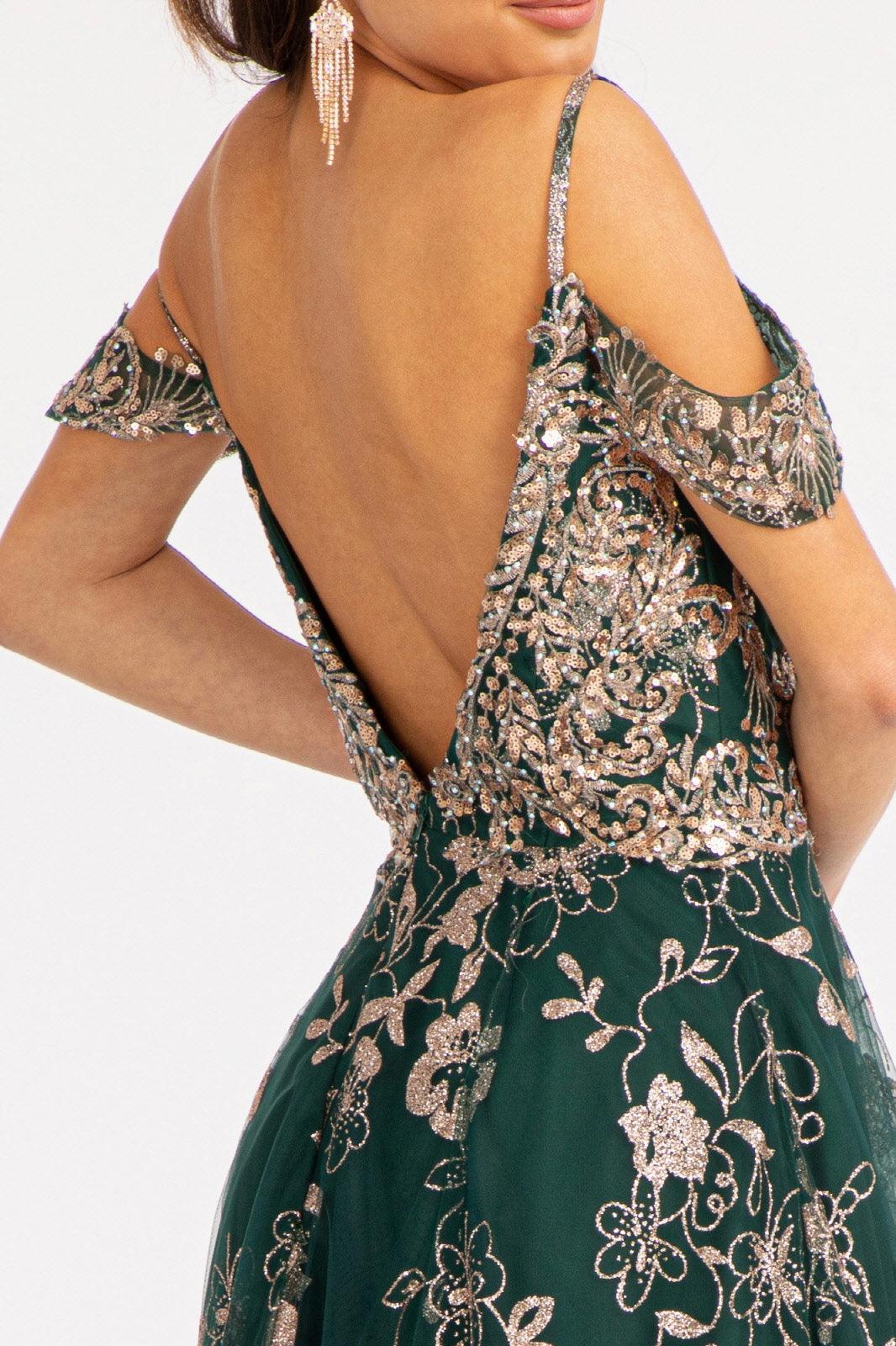 Off Shoulder A-line Long Prom Dress