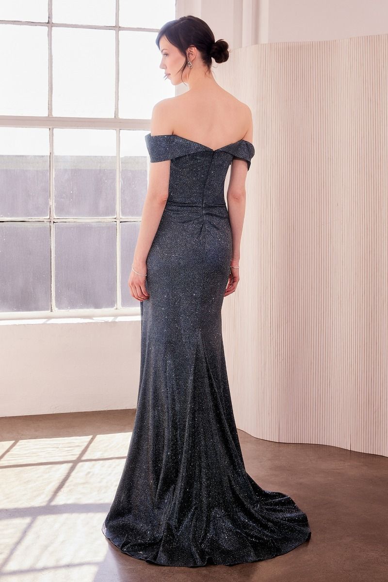 Amoris T605 Long Slit Formal Glitter Prom Dress
