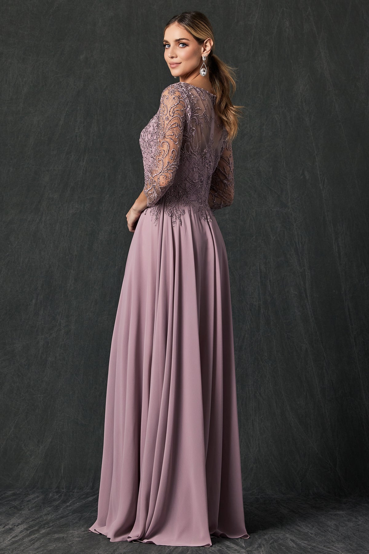 Juliet M11 Long Beaded Lace Formal Mother of the Bride Dress