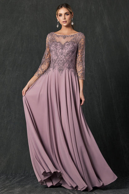 Juliet M11 Long Beaded Lace Formal Mother of the Bride Dress