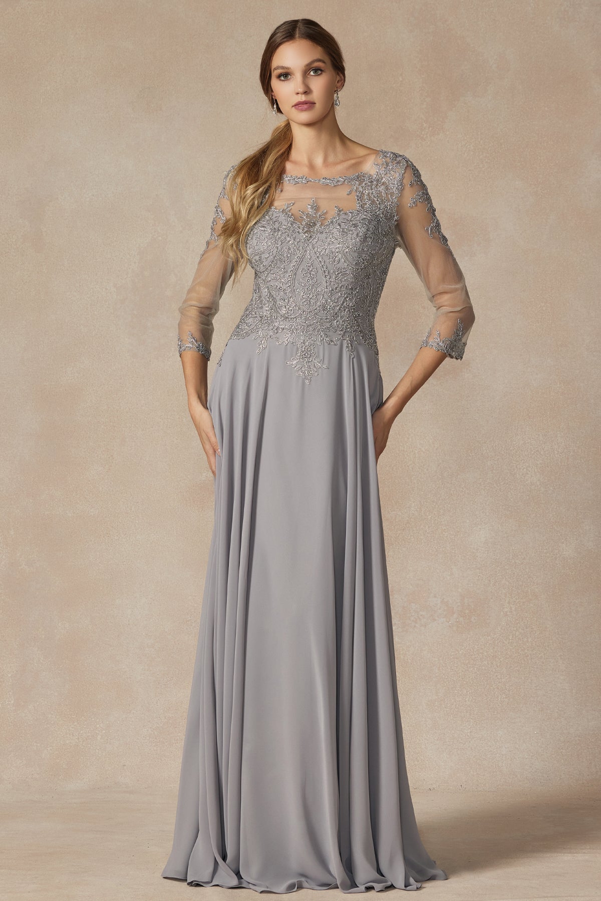 Juliet M12 Long Formal Mother of the Bride Lace Dress