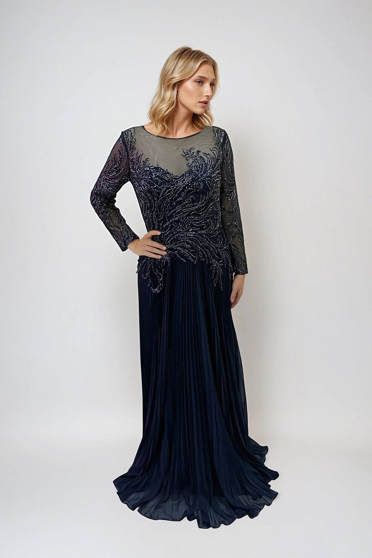 Juliet JTM17B Long Formal Sequin Mother of the Bride Dress