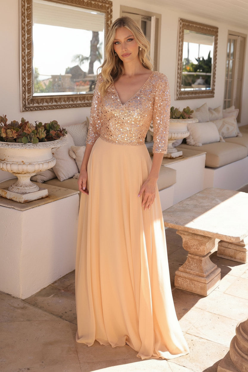 Nox Anabel MF103 Long Plus Size A Line Sequin Formal Dress