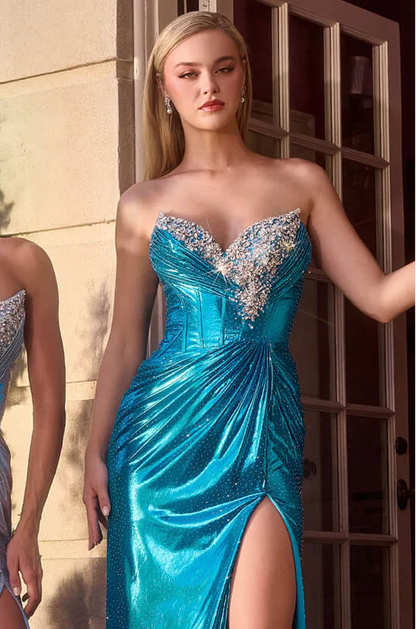 Atlantis Gown - Strapless Metallic Lamé Evening Dress