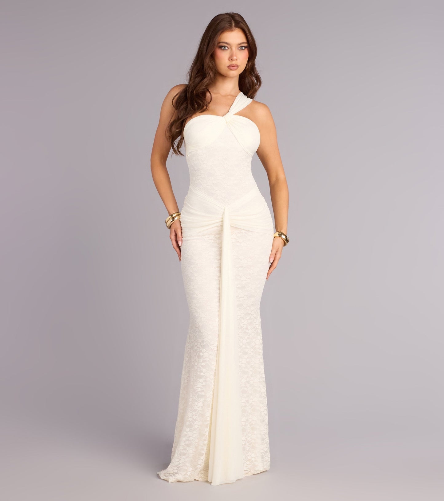 Giana Lace One-Shoulder Formal Dress