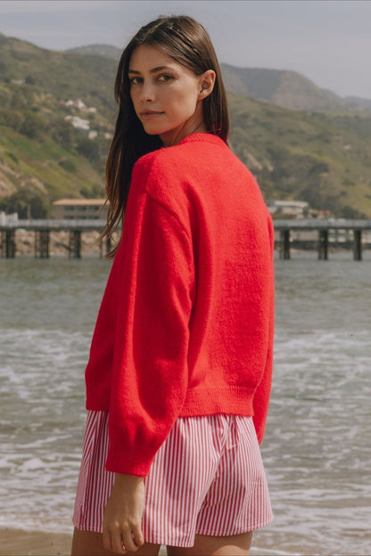 Casual Solid Buttoned Long Sleeve Knit Cardigan