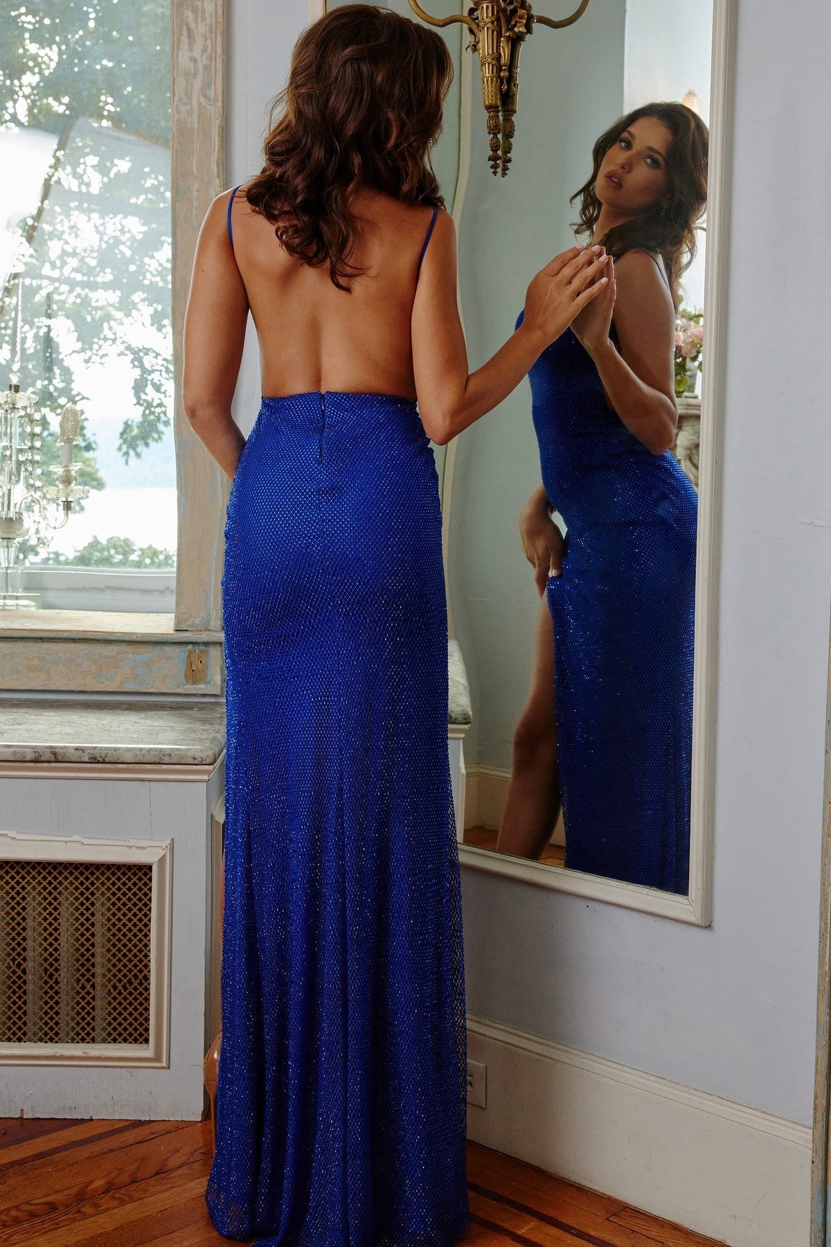 Jovani 08139 Spaghetti Strap Long Prom Dress