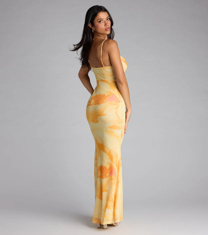 Coastal Luxe Floral Mermaid Maxi Dress