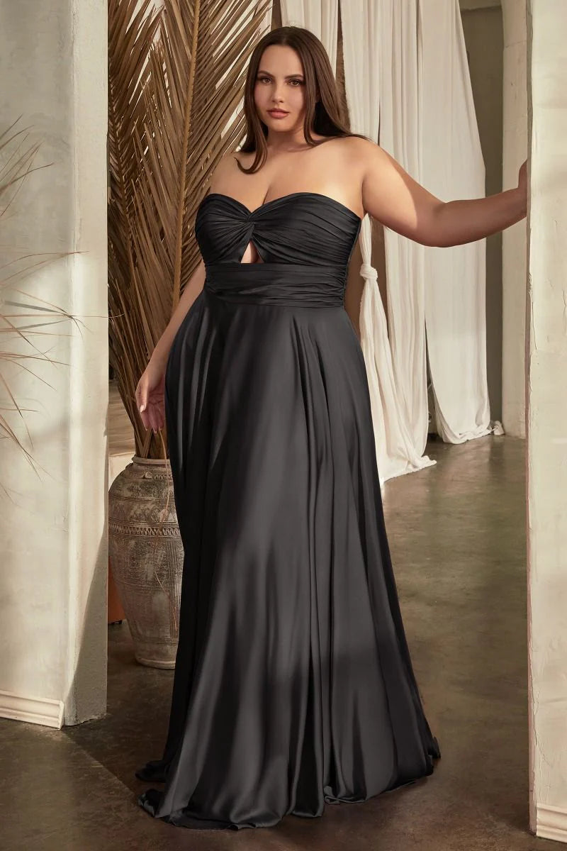 Madigan Gown - STRAPLESS A-LINE SOFT SATIN KEYHOLE DRESS
