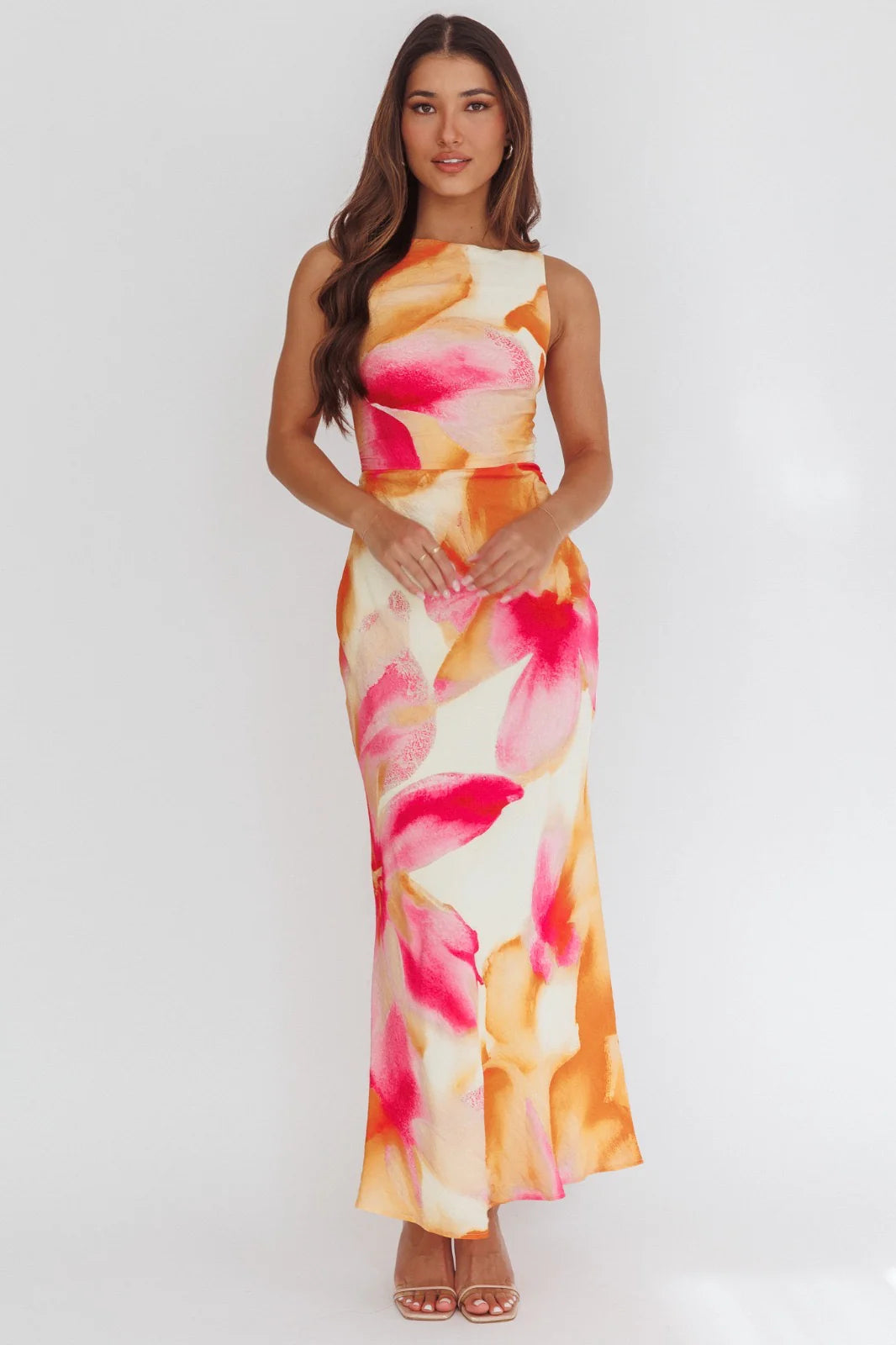 Laguna Maxi Dress - Orange Floral Print Dress