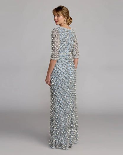 Beaded Sequin Dress Long Formal Mother of the Bride Mac Duggal 10099