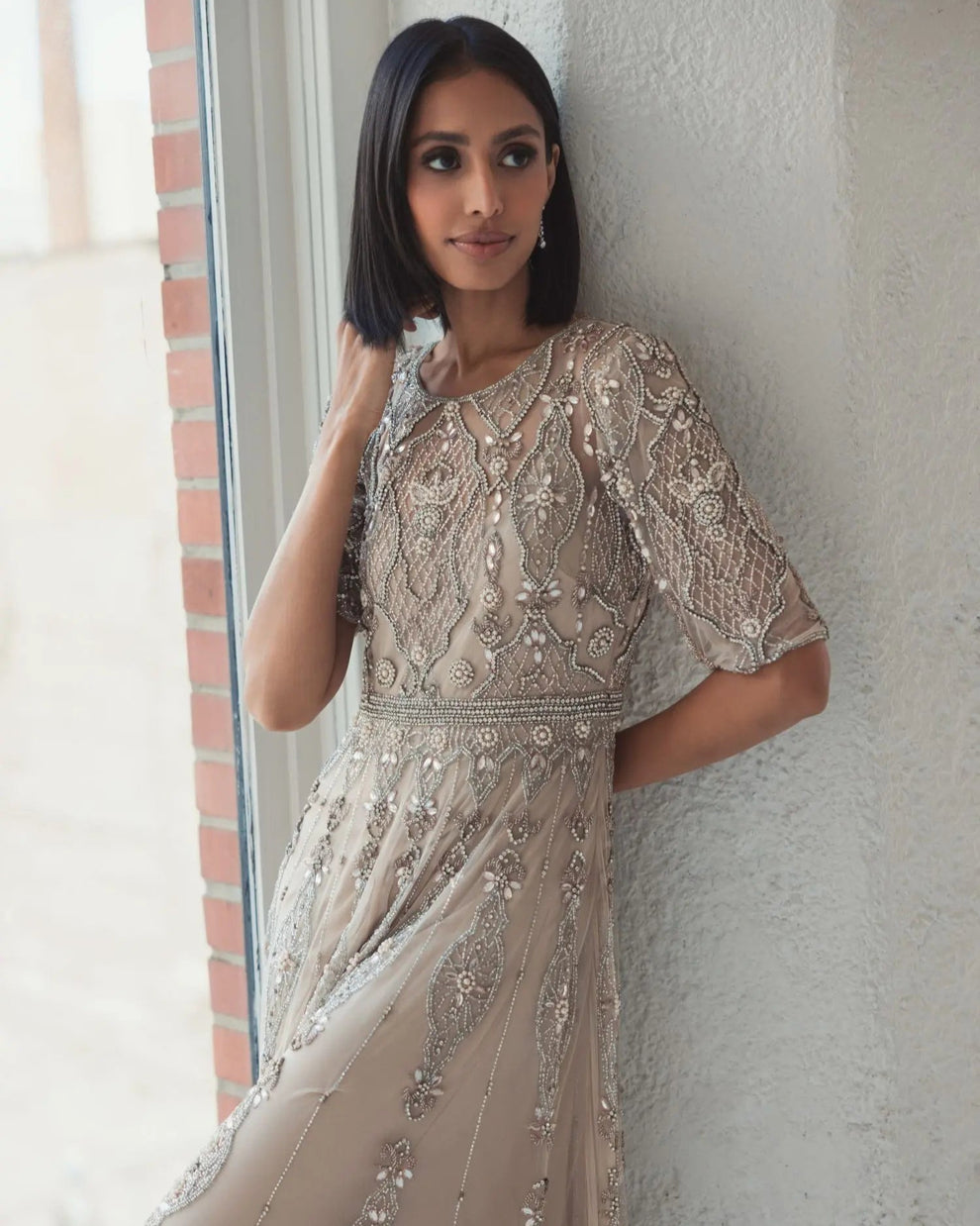 Long Beaded Dress Formal Mother of the Bride Mac Duggal 10115