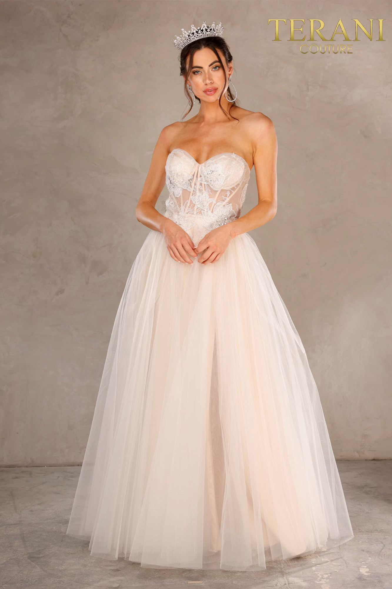 Terani Couture 2215P0005 Strapless Long Prom Dress