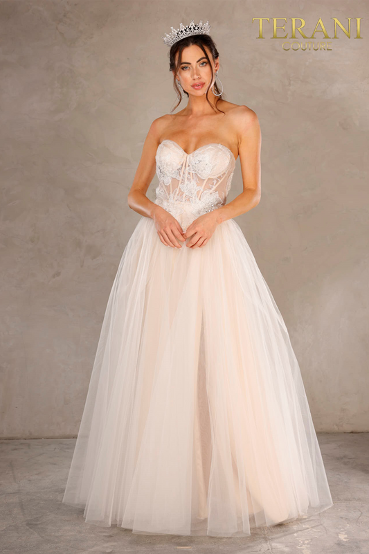 Terani Couture 2215P0005 Strapless Long Prom Dress