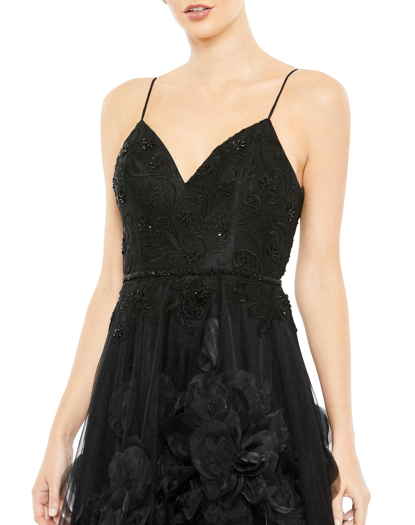 High Low Spaghetti Strap Prom Gown High Low Detail Mac Duggal 11293
