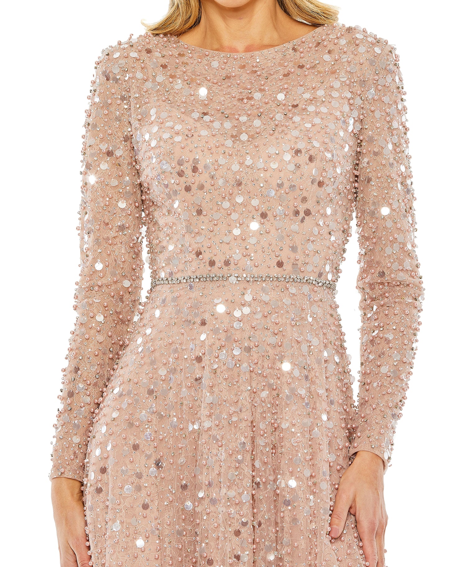Long Sleeve Formal Beaded Fringe Evening Gown Beaded Fringe Evening Mac Duggal 11782