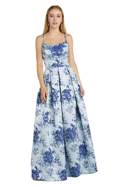 Morgan & Co 12945 Long Formal Prom Printed Dress