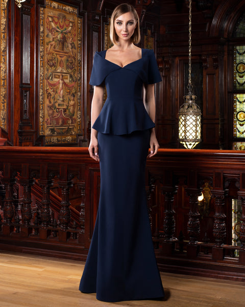 Alexander by Daymor 1578 Long Evening Formal Peplum Dress